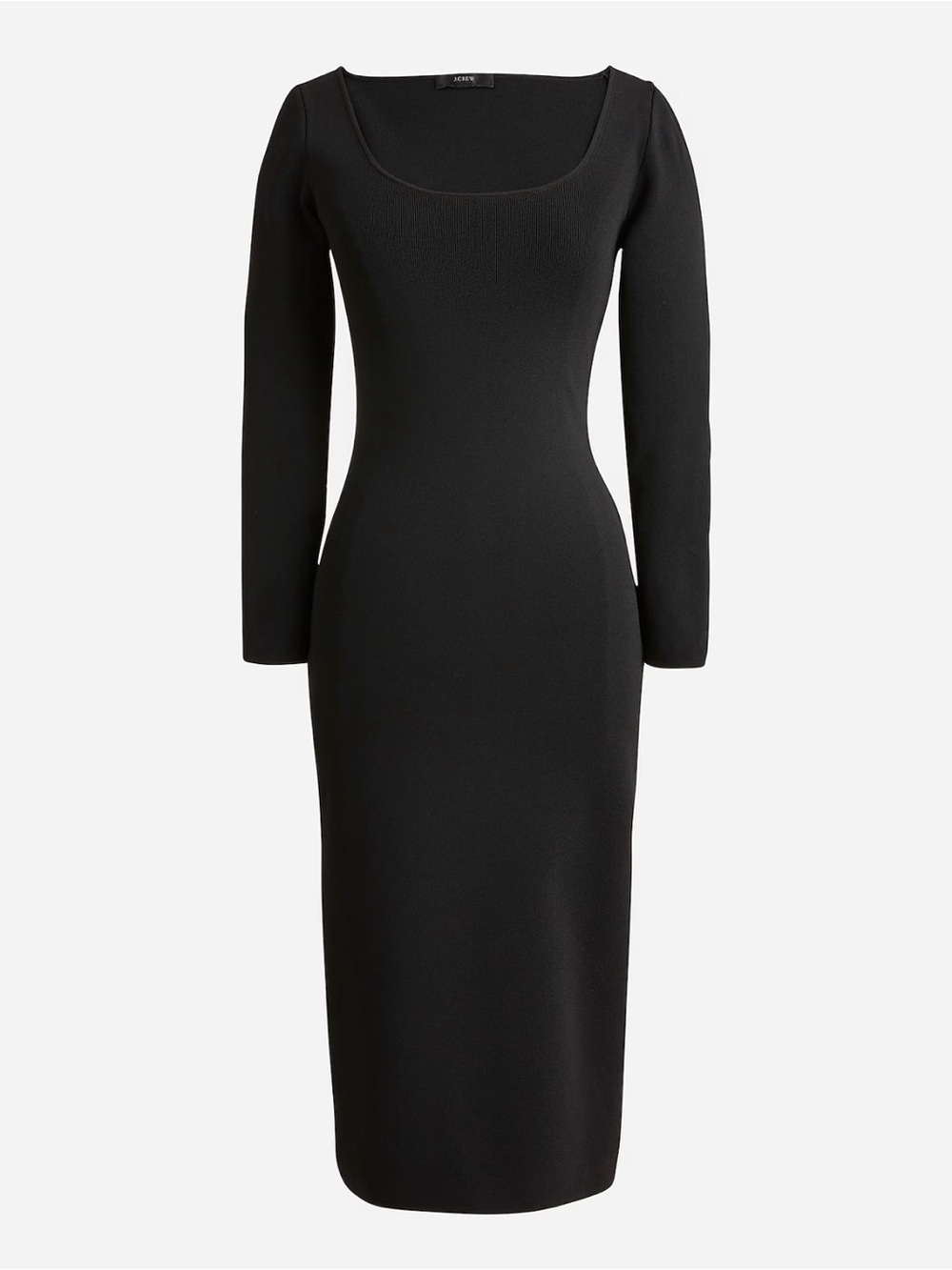 J Crew Sleek Black Scoop Neck Midi Dress, Medium